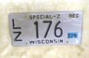 Old WISCONSIN License Plate Special - Z GREY 1988