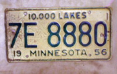MINNESOTA License Plate Old 1956