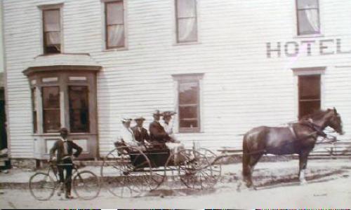 Antique Photograph Horse Buggy Hotel Granite Falls, MN.