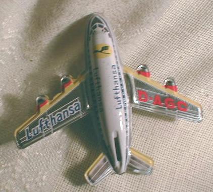 Old LUFTHANSA Airlines Airplane Tin Litho Friction Toy