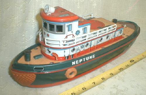 Tugboat MODERN TOYS Tin Batt-Op - NEPTUNE - 1950's