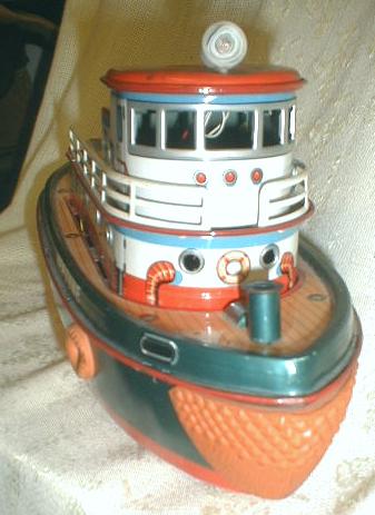 Tugboat MODERN TOYS Tin Batt-Op - NEPTUNE - 1950's