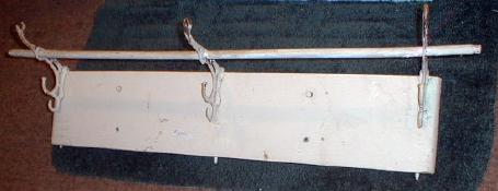 Antique Wood Coat Rack with Fancy Metal Brackets