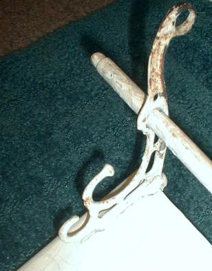 Antique Wood Coat Rack with Fancy Metal Brackets