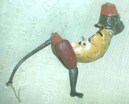 Old Tin Toy Climbing Monkey on string Use For Parts