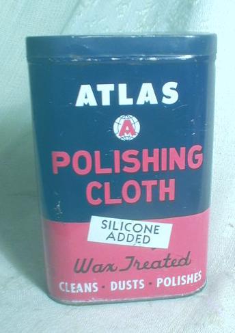 Old ATLAS Polishing Cloth Tin Container Can COLORFUL!