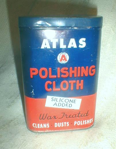 Old ATLAS Polishing Cloth Tin Container Can COLORFUL!