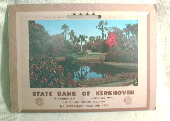 State Bank of Kerkhoven MN Old 1961 Calendar Park Scene