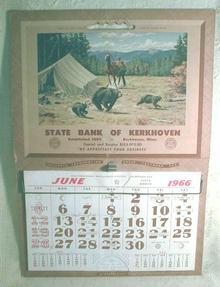 State Bank of Kerkhoven Minnesota Old 1966 Calendar Cowboys