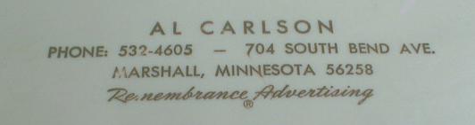 Marshall, MN Advertising Carlson Nice Old ADDRESS Desk File