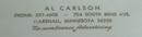 Marshall, MN Advertising Carlson Nice Old ADDRESS Desk File