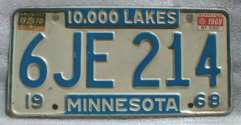 1968 Minnesota License Plate