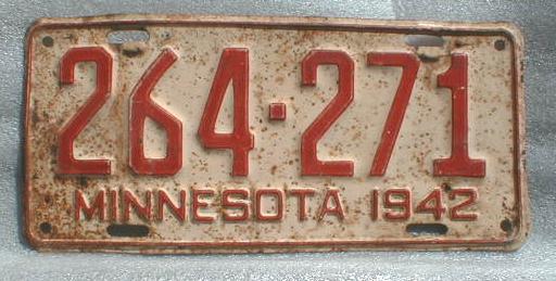 1942 Minnesota License Plate