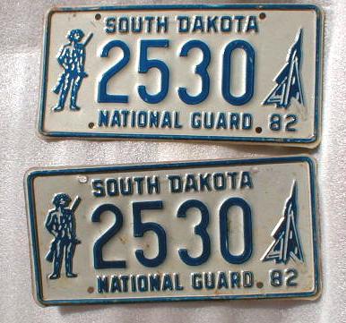 Pair of1982 South Dakota National Guard License Plate