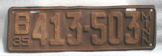 1935 Minnesota License Plate