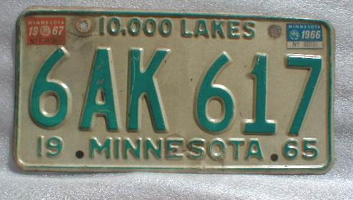 1965 Minnesota License Plate