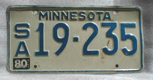 1980 Minnesota License Plate