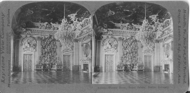 Stereoview Card - Royal Palace Throne Room, Berlin, Germany