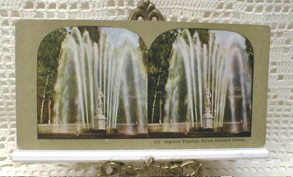 Stereoview Card - Imperial Fountain, Peterhof Palace