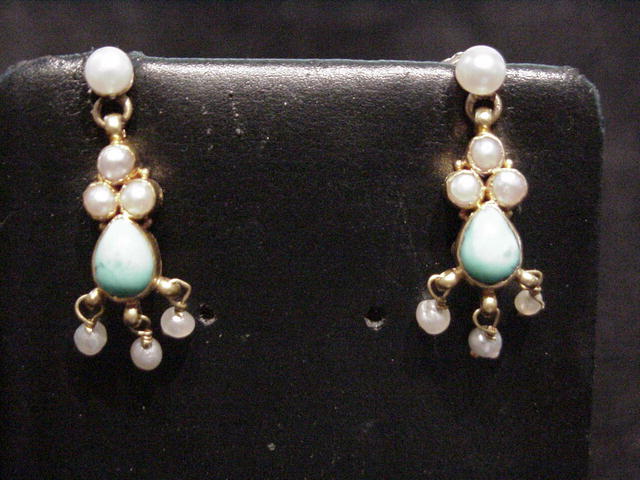 Victorian Fringe Tourquoise and Pearl Earrings