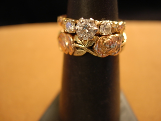 Sweet TriColor 14Kt Gold and Diamond Wedding
