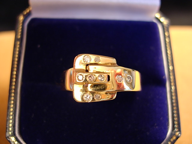 Sweet Diamond and 14Kt Yellow Gold Buckle Ring