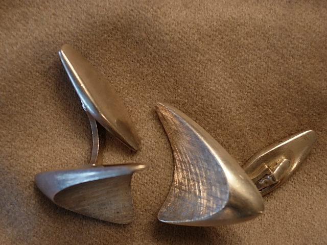 Georg Jensen 1950s Abstract Silver Cufflinks