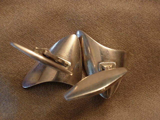 Georg Jensen 1950s Abstract Silver Cufflinks
