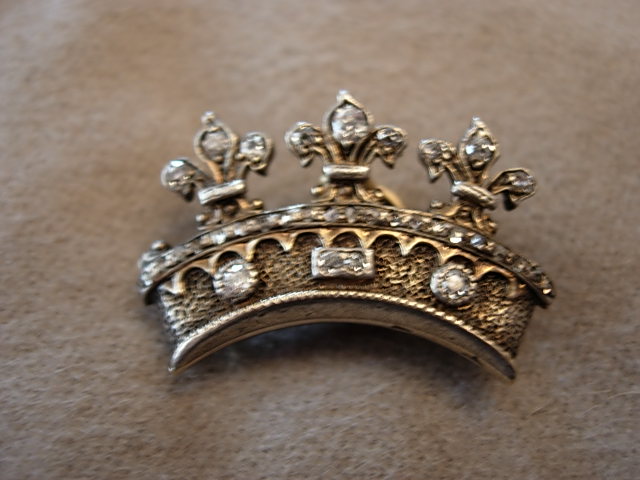 Victorian Diamond and Silver Gilt Crown Brooch