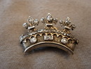 Victorian Diamond and Silver Gilt Crown Brooch
