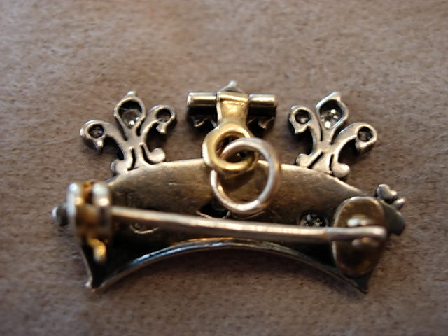 Victorian Diamond and Silver Gilt Crown Brooch