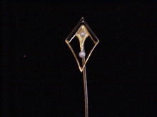 Circa 1920 Art Deco Pearl, 14 Kt Yellow Gold &