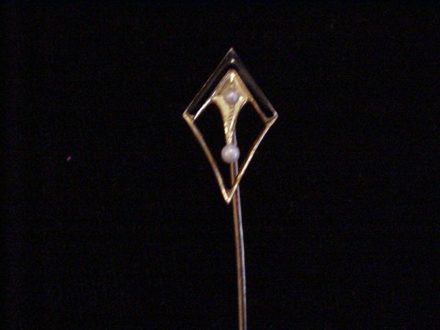 Circa 1920 Art Deco Pearl, 14 Kt Yellow Gold &