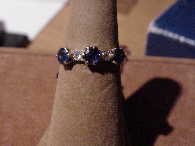 Victorian Sapphire and Diamond Half Hoop Ring