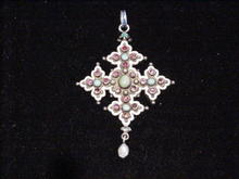 C. 1800s Silver, Enamel and Multi-Gem Pendant