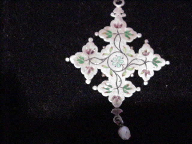 C. 1800s Silver, Enamel and Multi-Gem Pendant