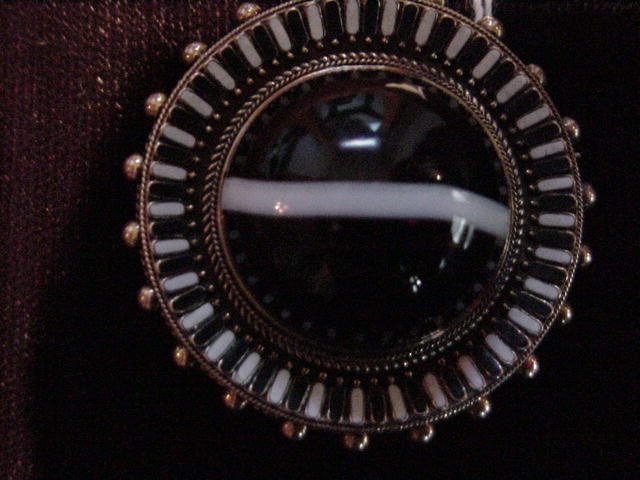 Victorian Enamel & Striped Agate Brooch/Locket