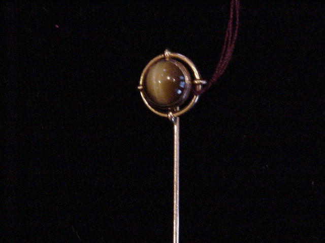 Circa 1920 Art Deco Tiger's Eye Quartz & 14 Kt