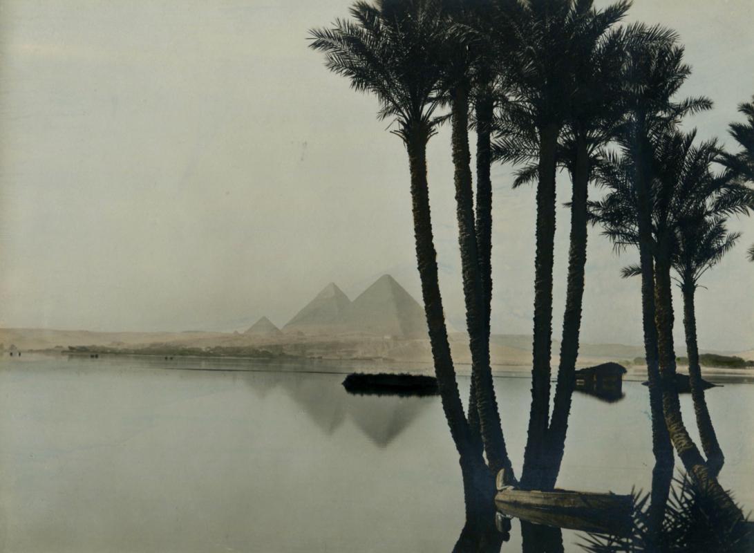 Pyramids at Gizeh Egypt - hand-tinted