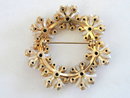 Enamel Flower Pin Pink White Prong Set Rhinestones Vintage Beautiful