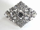 Vintage 1950s Crystal Rhinestone Brooch Pin Diamond Shape Prong Set