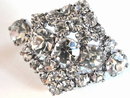 Vintage 1950s Crystal Rhinestone Brooch Pin Diamond Shape Prong Set
