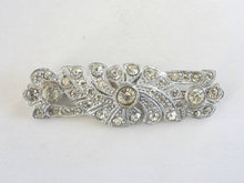 Domed Pot Metal Rhinestone Pin Swirl Vintage