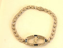 Bracelet Precious Religious Cross Paste Blue Baguettes Fancy Links Vintage