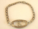 Bracelet Precious Religious Cross Paste Blue Baguettes Fancy Links Vintage