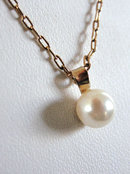 Signed Cultured Pearl Pendant Chain Vintage