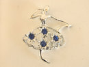 Ballerina Pin Signed Silver Tone Blue Rhinestones Vintage
