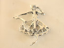 Ballerina Pin Signed Silver Tone Blue Rhinestones Vintage