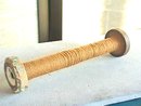 4 Yarn Spindles, Old wooden, w/Yarn
