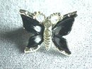 Enameled Butterfly Pin, Blk&Wht,Vintage